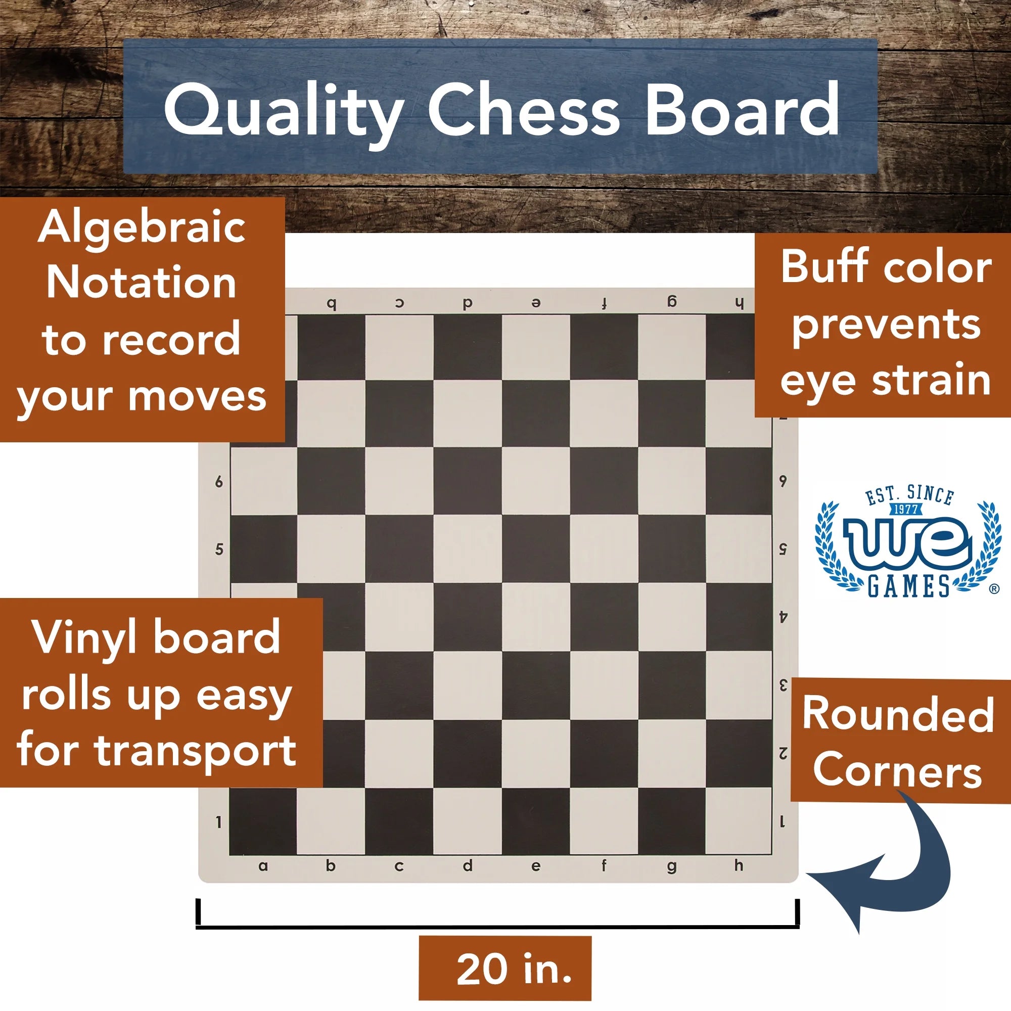 Tournament Chess Set - 20 in. Vinyl Board, Staunton pcs S567