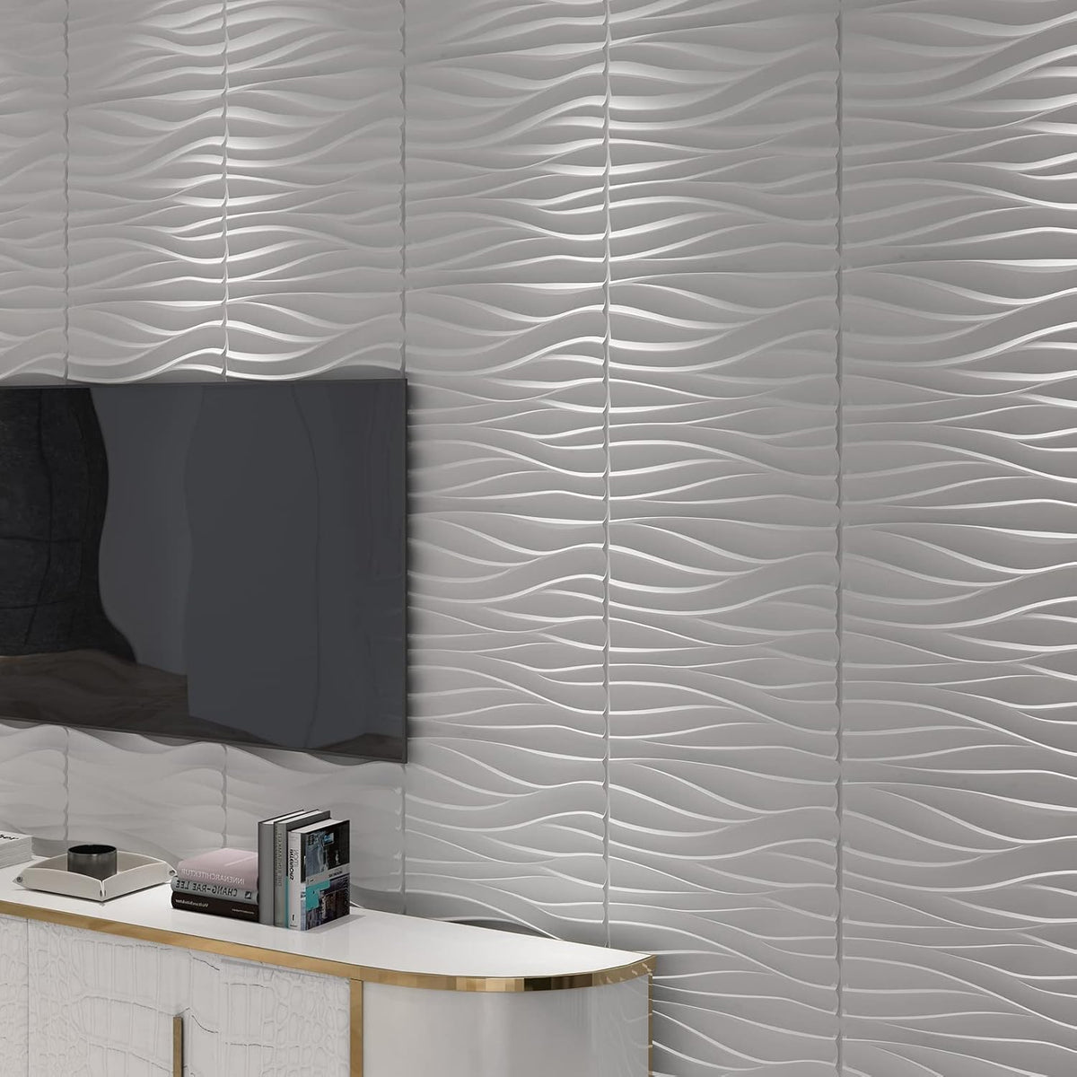 White Pack of 2 3D Wall Panels L989