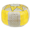 Yellow Leather Moroccan Pouf Ottoman Y992