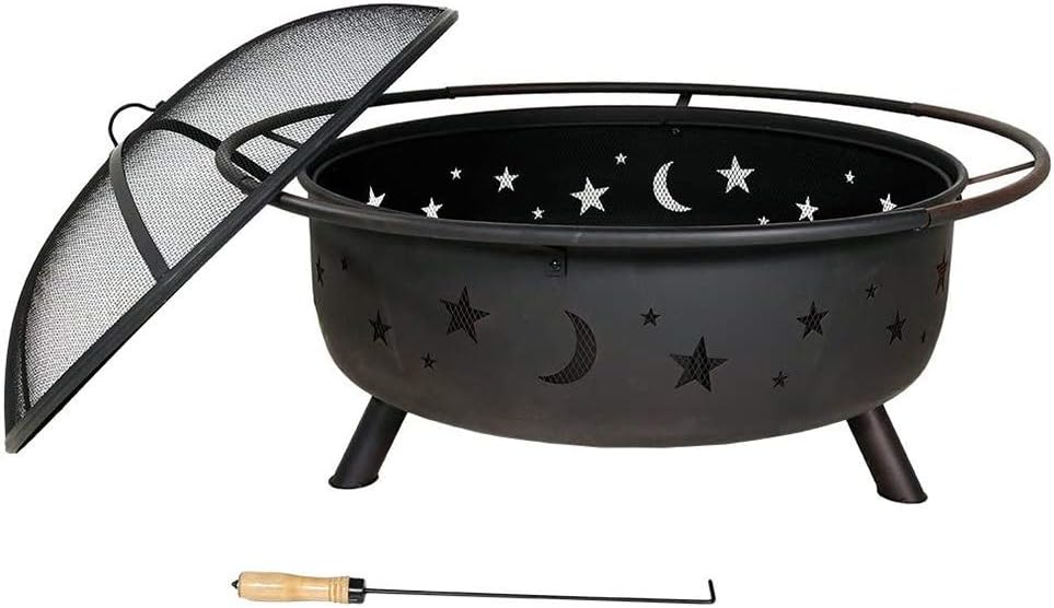 Large Size Steel Fire Bowl with Mesh Spark Screen Cover R6283