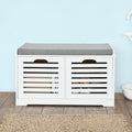 White Storage Bench with 2 Drawers & Removable Seat Cushion T247
