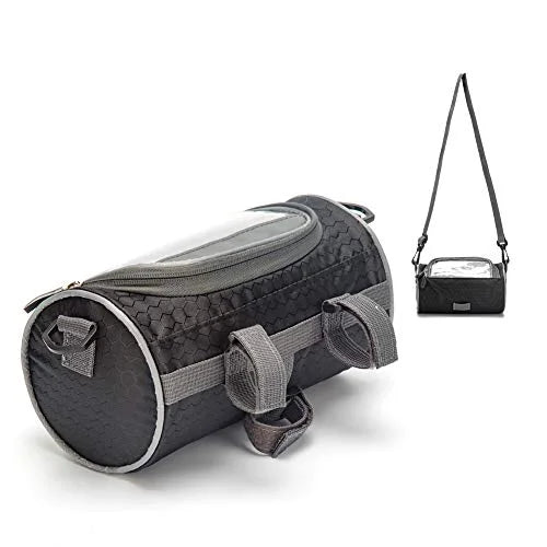 Waterproof Bicycle Handlebar Bag with Transparent Pouch Touch Screen, Large-Capacity Front Pack (Black L size) K595613