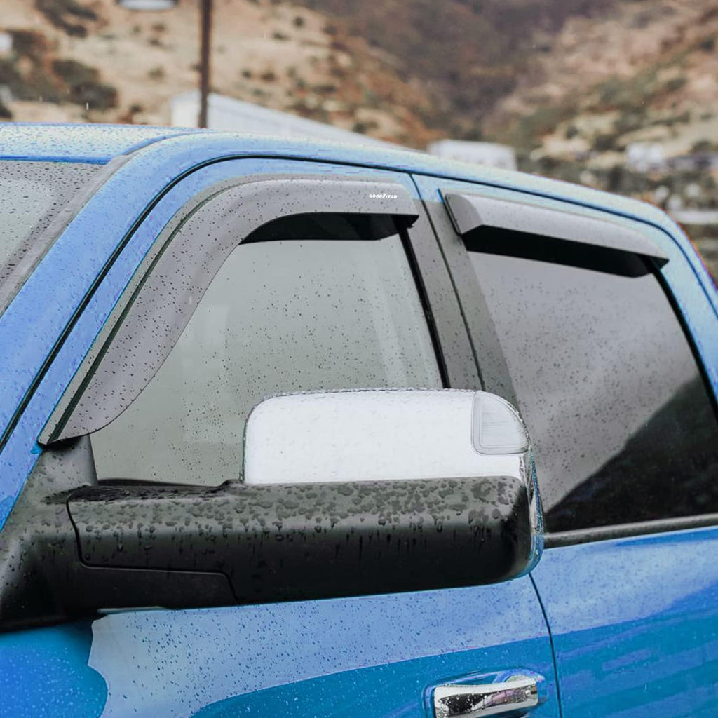 Shatterproof Side Window Deflectors for Dodge RAM 2500 3500 2019-2022 Crew Cab, Tape-on Rain Guards, 4pcs O306