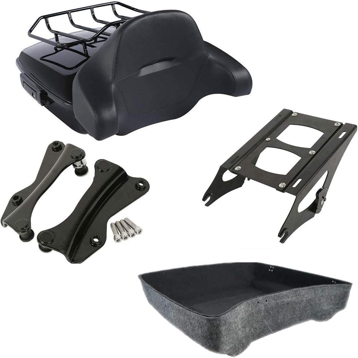 10.7" Tour Pack Trunk with Backrest Pad Mounting Rack D648