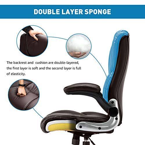 Brown Leather Ergonomic Gaming Desk Chair I126
