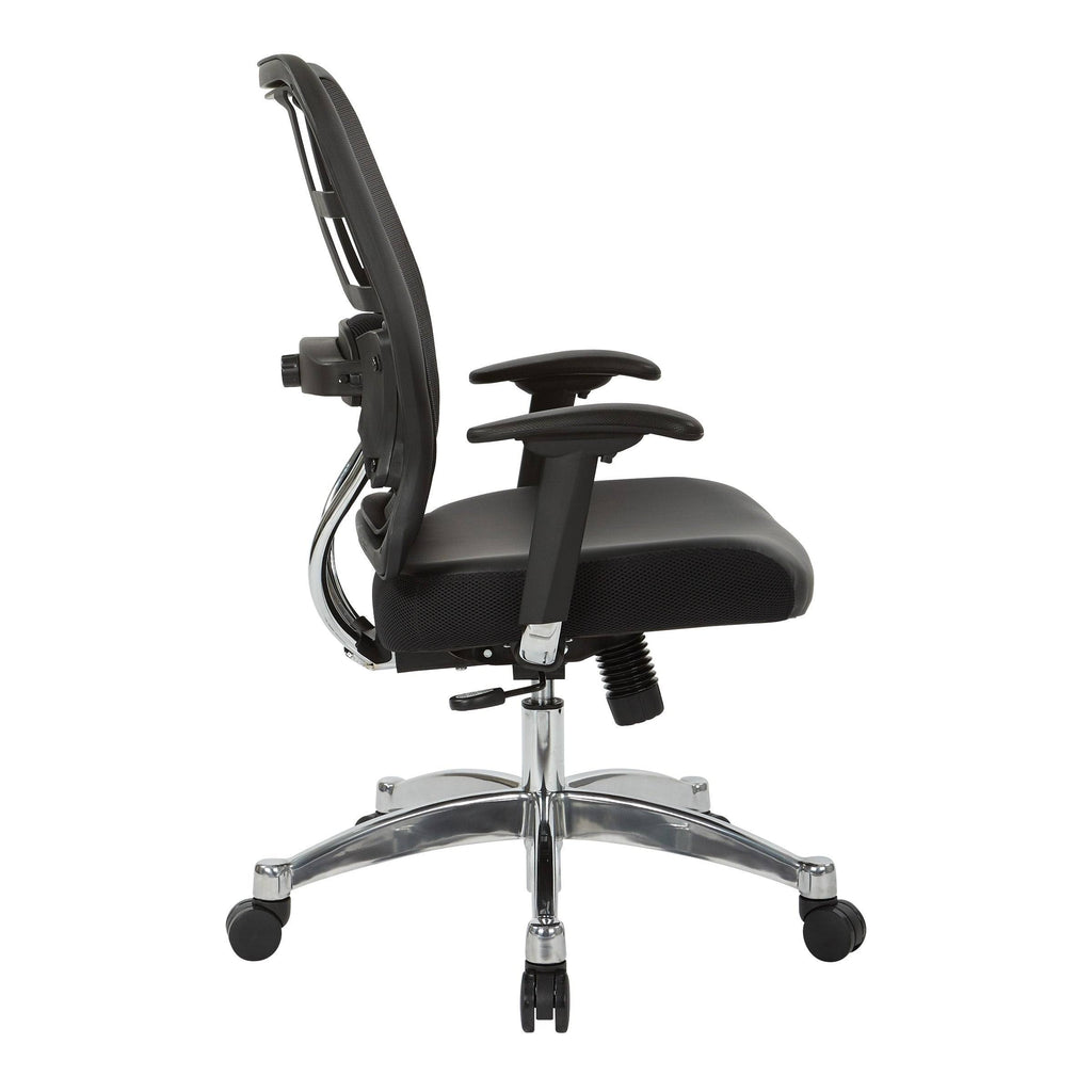Black Vertical Mesh Back Chair with Bonded Leather Seat Y6344