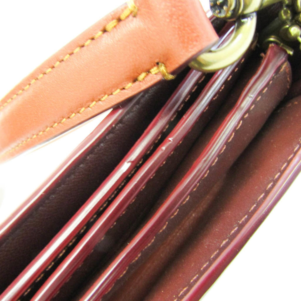 Beige Brown Leather Shoulder Bag E283