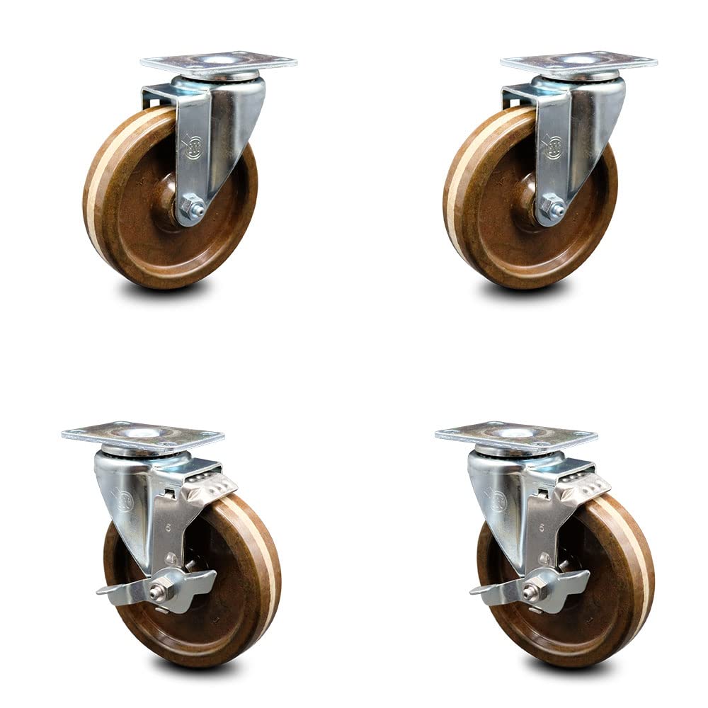 4” x 1.5 Brown High Temperature Phenolic Wheels Caster Set of 4 H52610