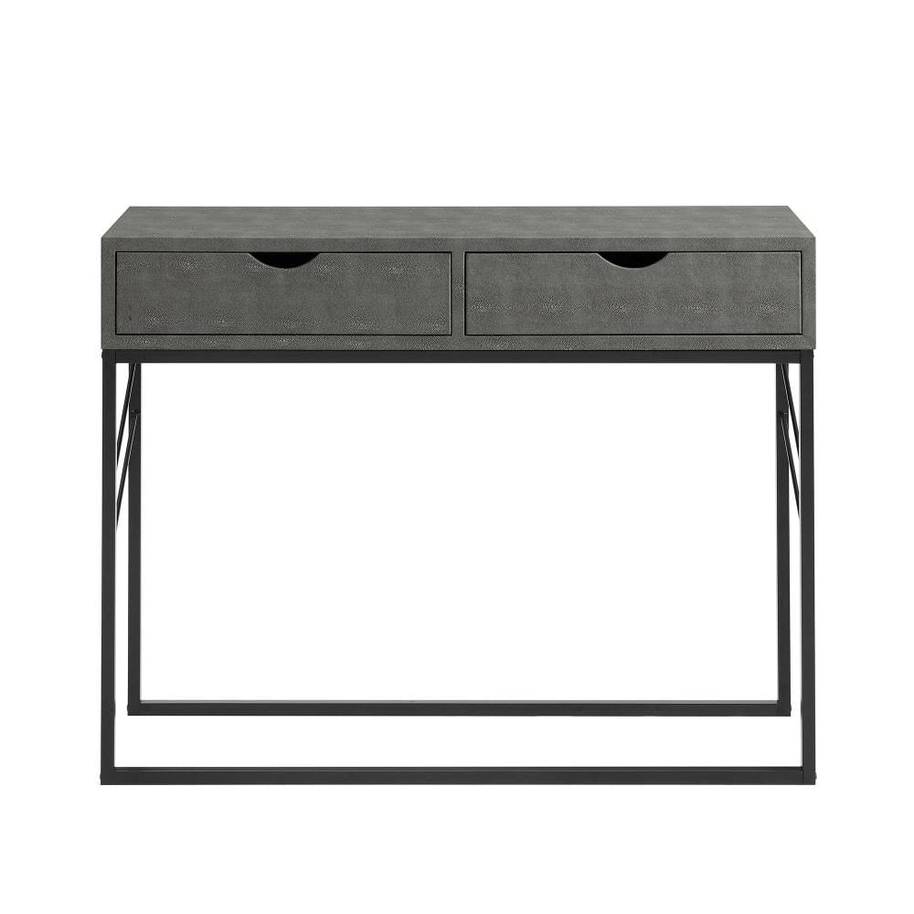 Grey 2-Drawer Faux Shagreen Entry Table I219325
