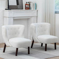 White Armless Accent Chair with Wood Legs E135