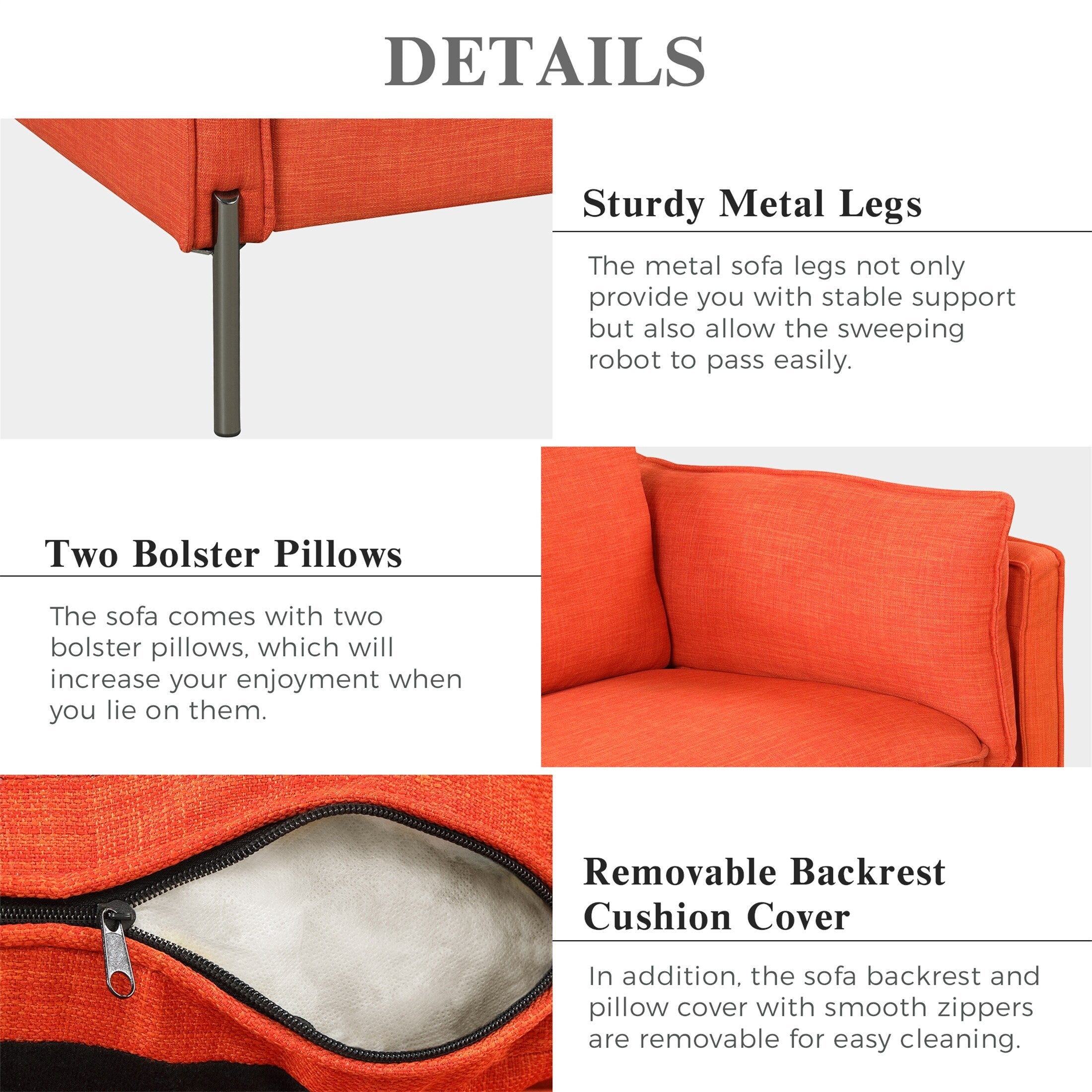 Orange Linen Loveseat and 3 Seat Couch Set B20519
