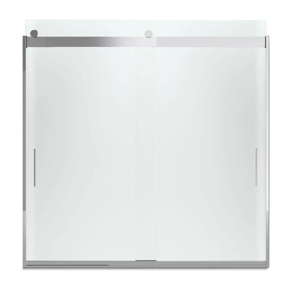 Frameless Sliding Bath Door with Frosted Glass, Bright Silver O618864