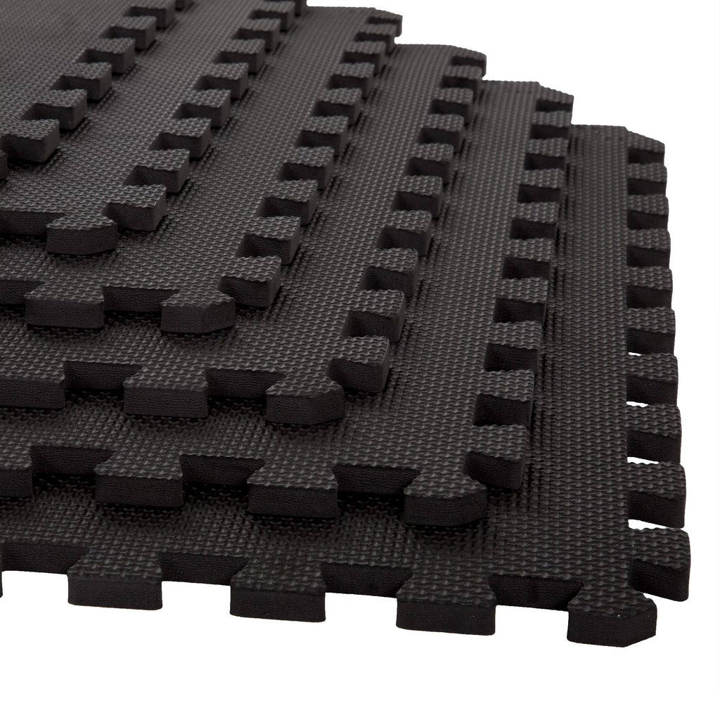 Interlocking EVA Foam Floor Tiles, Set of 6, Black E258291