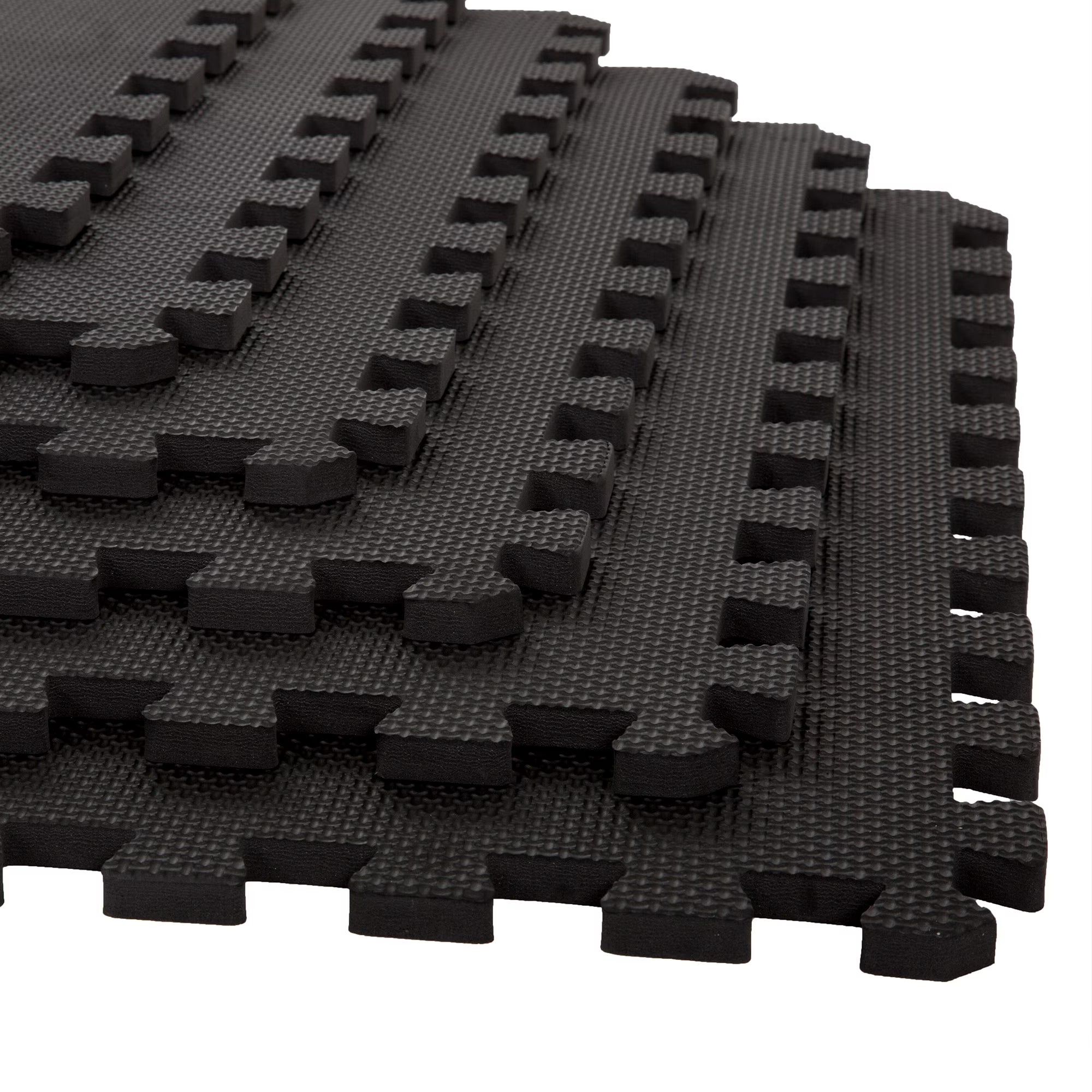 Interlocking EVA Foam Floor Tiles, Set of 6, Black E258291