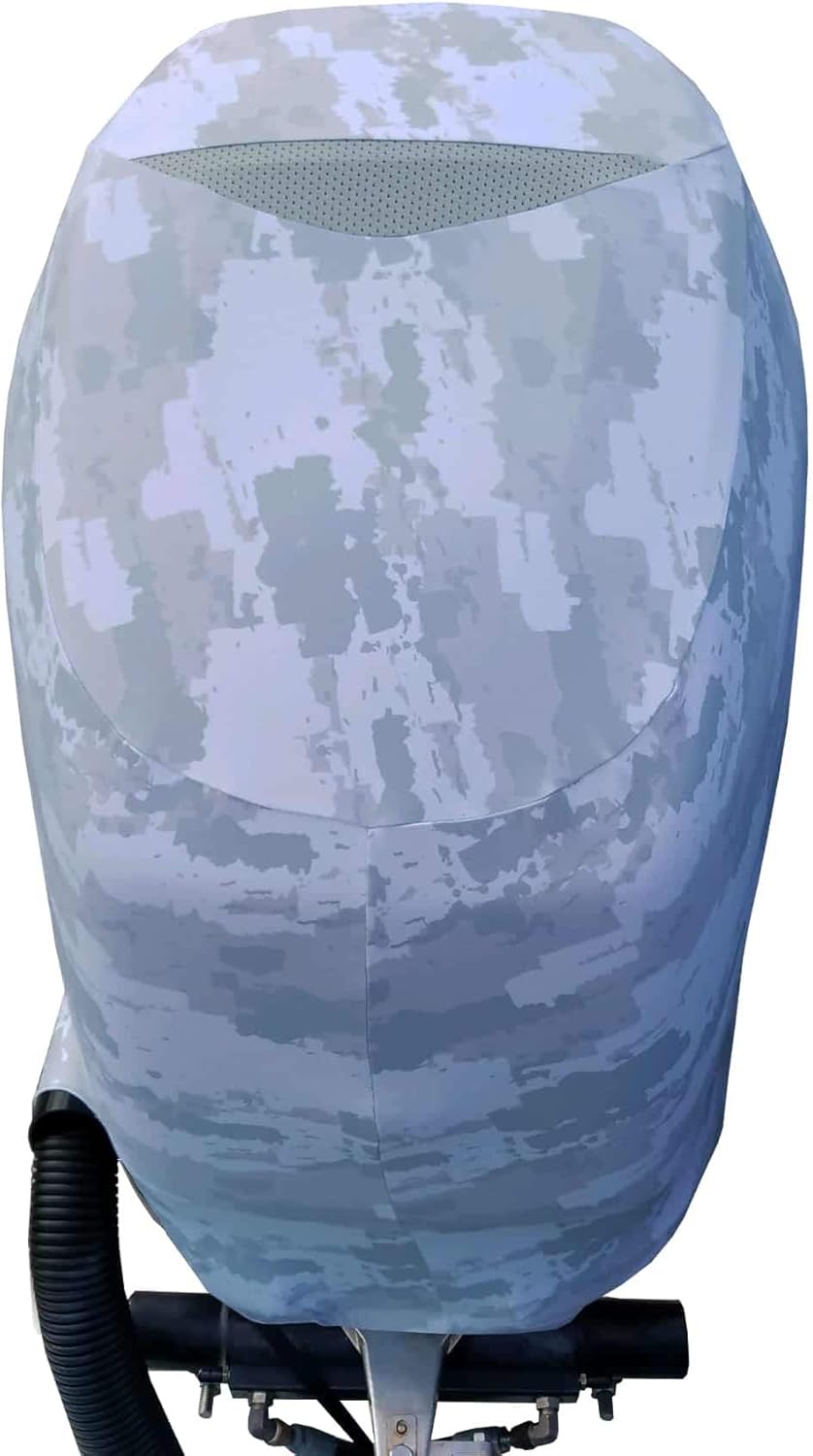 Grey Digital Camo Outboard Motor Cover X7428