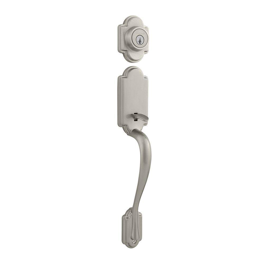 Satin Nickel Double Cylinder Keyed Entry Handleset Y40884