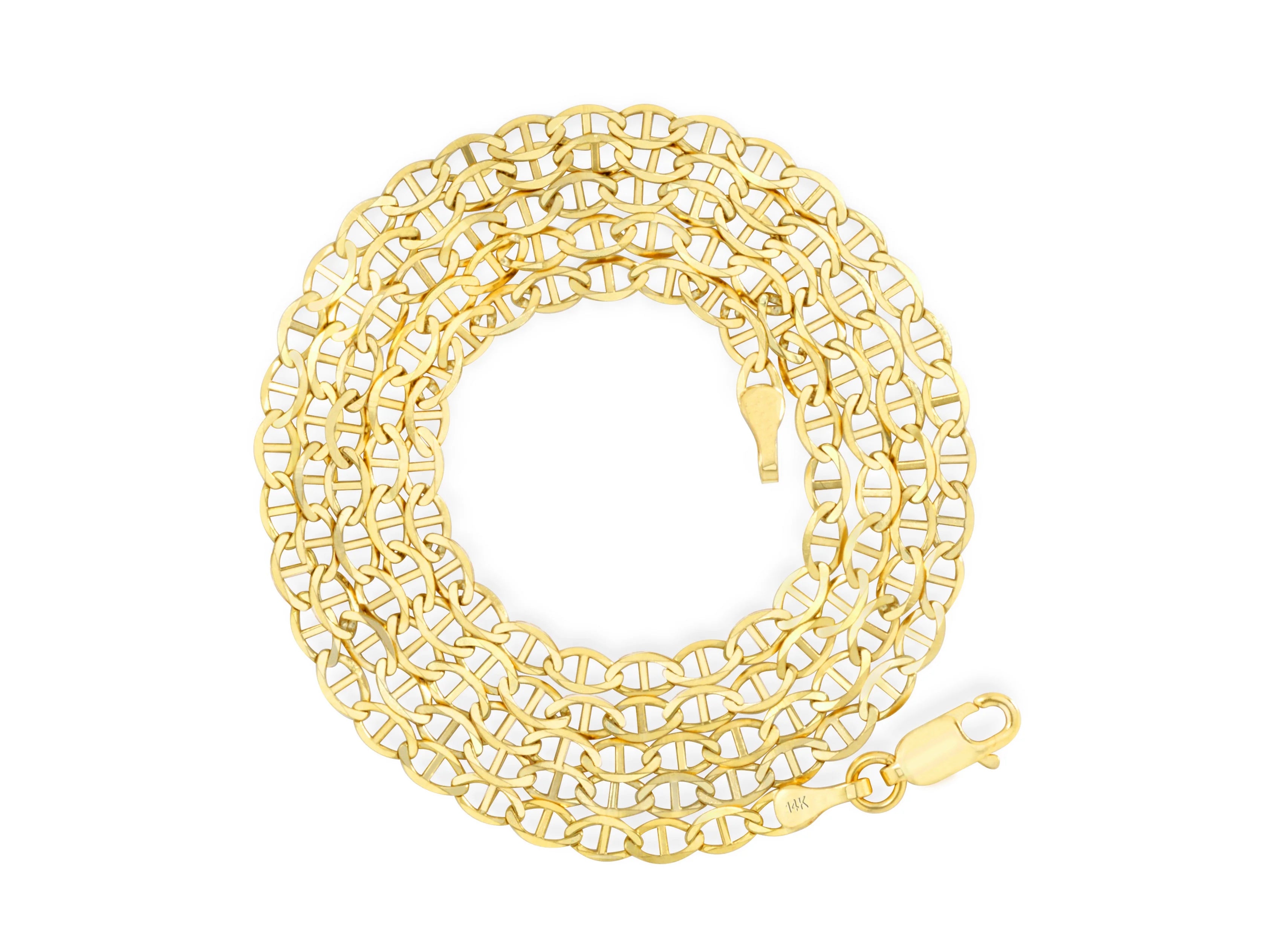 10k Yellow Gold Solid Anchor Chain Necklace 16" - 30" H9405