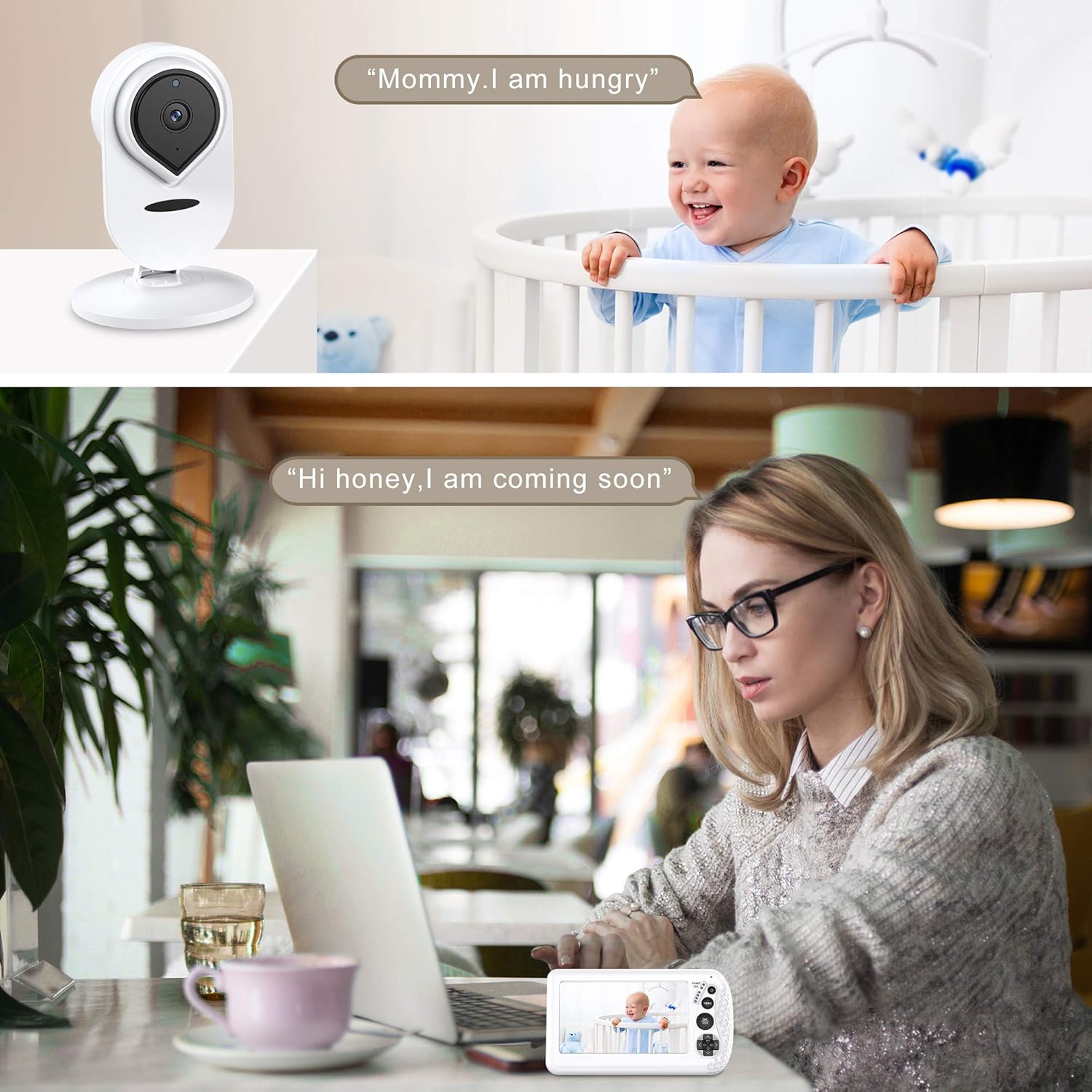 4.3 1080P HD Split-Screen Video Baby Monitor with 2 Cameras M600162