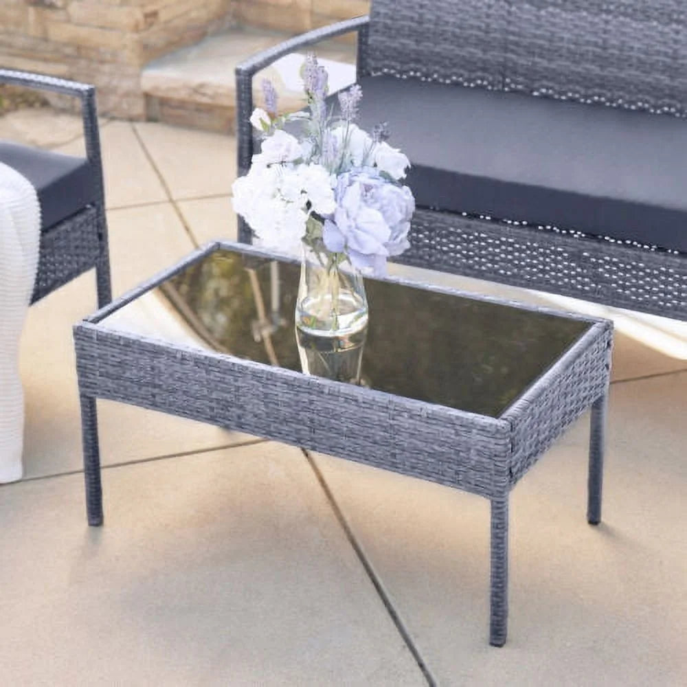 Gray 4Pcs Rattan Patio Sofa Set A270