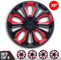 15-Inch Set of 4 Black Red Car Wheel Hubcaps R739248