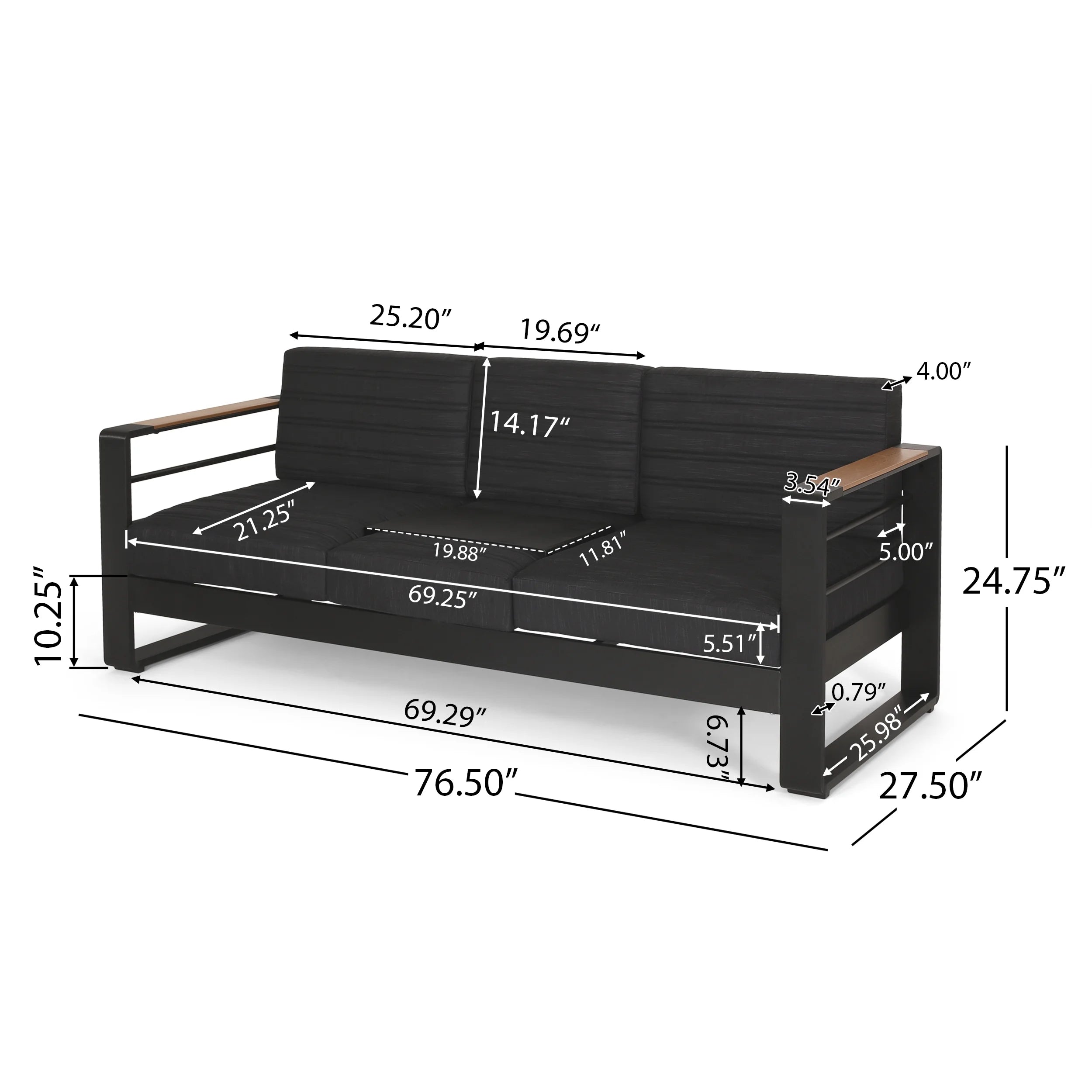 Outdoor Aluminum and Glass 6 Seater Sofa Chat Set with Cushions K5065