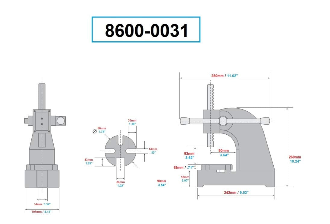 Heavy Duty Arbor Press, .5 Ton Capacity, 10 Height D10652