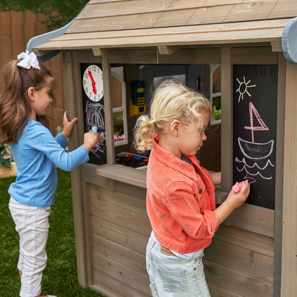 Wooden Outdoor Playhouse with Bench and Kitchen Z2617