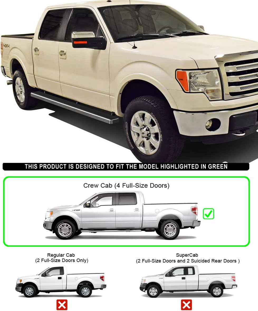 4in Running Boards for Ford F150 SuperCrew Cab C278