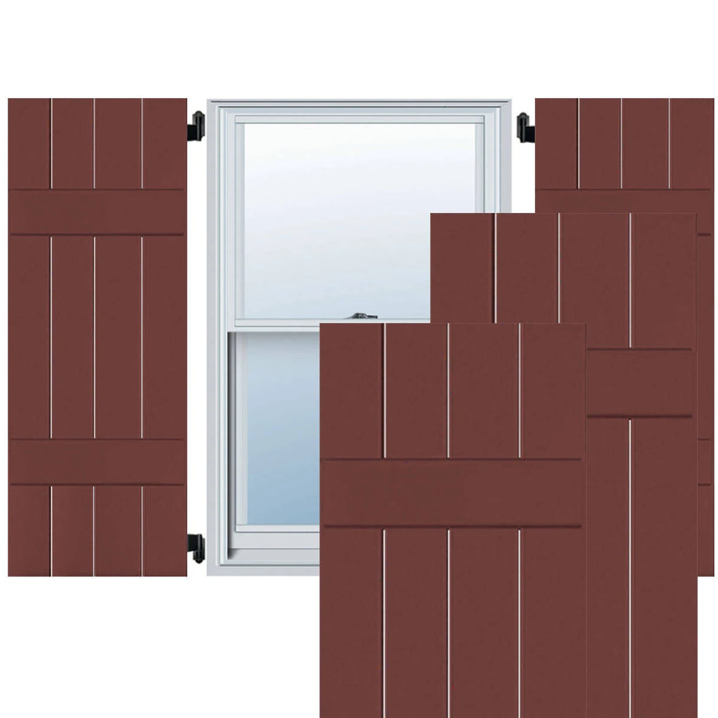 15 in. x 72 in. Exterior Real Wood Pine Board u0026 Batten Shutters Pair Cottage Red P14654