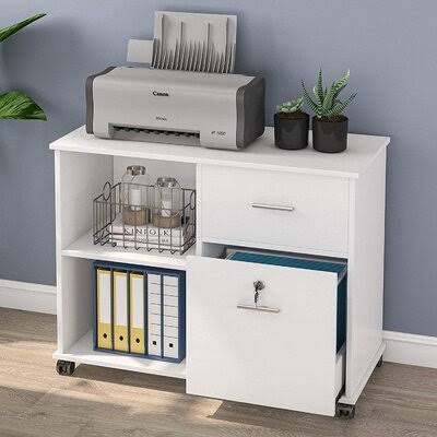 White 2-Drawer Mobile Lateral Filing Cabinet Z219369