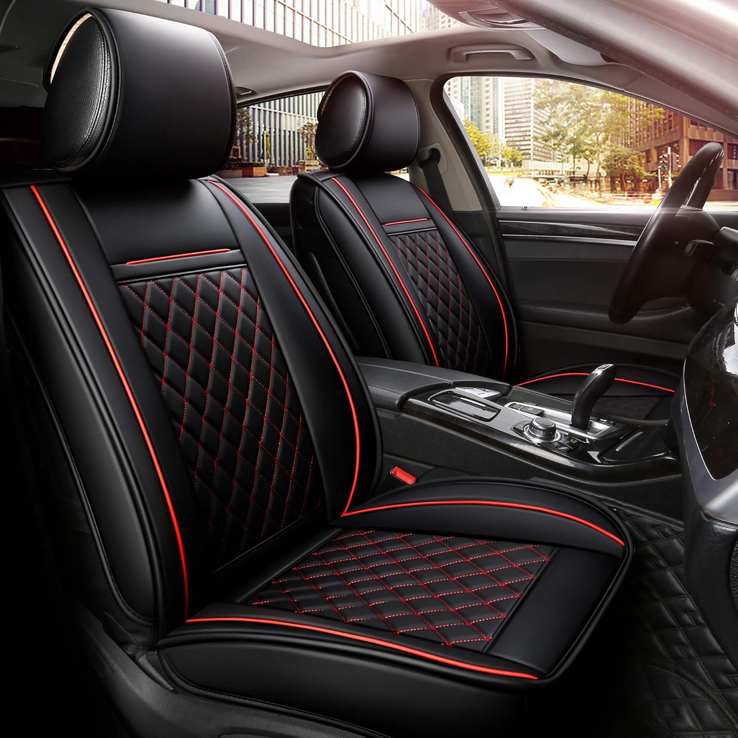 Grey Grid Full Set Car Seat Cover K368079