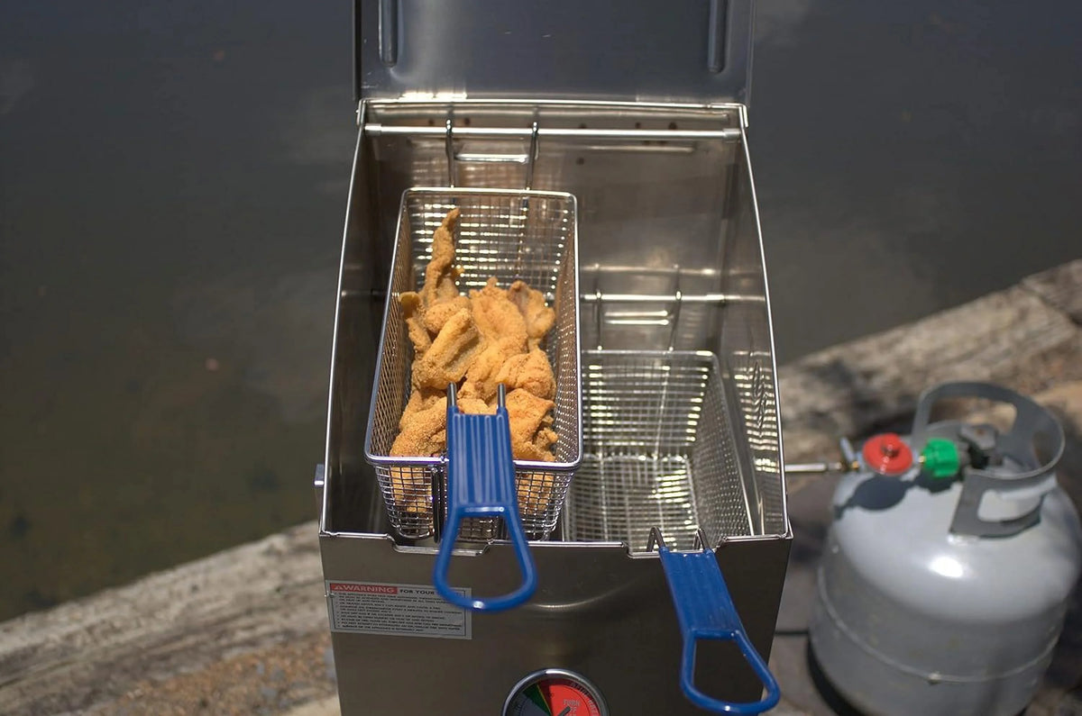 Fry Basket For 4-gal Stainless Bayou Fryer with Cool Touch Handle Wire Mesh Basket G8071