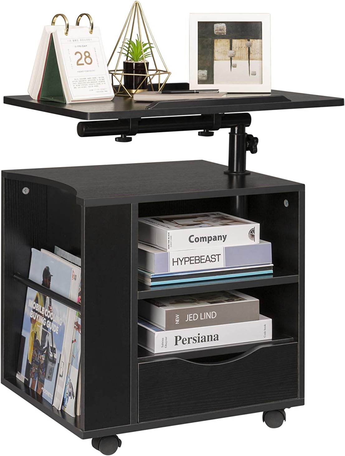 Black Wooden Bedside Table with Drawers Y559