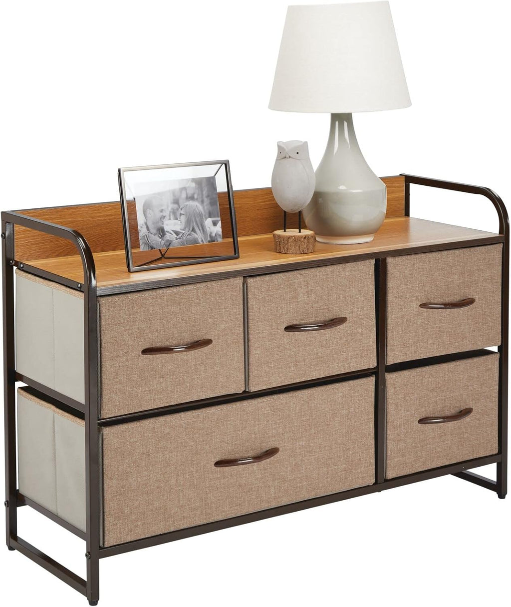 5 Removable Fabric Drawers Coffee Espresso Brown Storage Dresser B79881