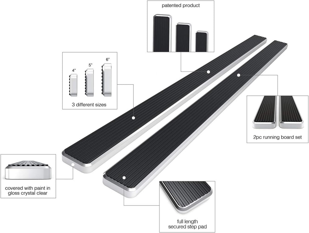 4in Running Boards for Ford F150 SuperCrew Cab C278