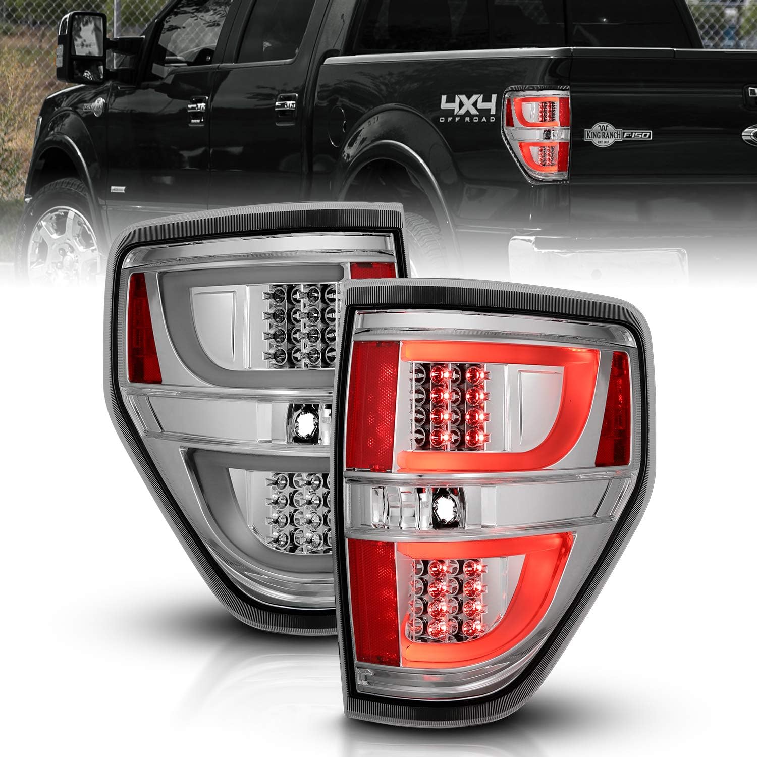 LED Tube Bar Replacement Brake Tail Lights Set for Ford F-150 Truck F6280