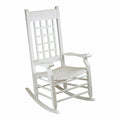White Lattice Back Wood Patio Rocking Chair P328260