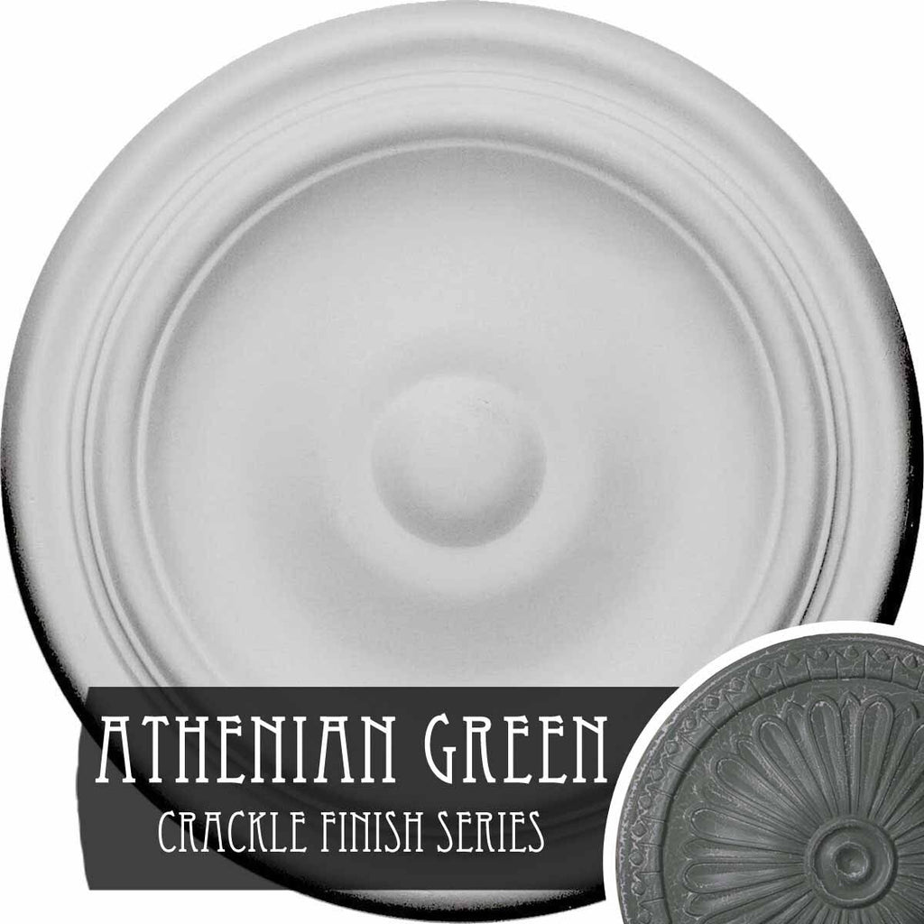 9 5/8x22OD x 1 1/8x22P Ceiling Medallion Hand-Painted Athenian Green Crackle F579