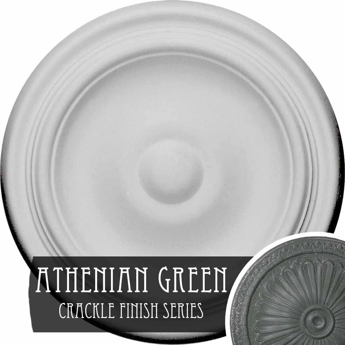 9 5/8x22OD x 1 1/8x22P Ceiling Medallion Hand-Painted Athenian Green Crackle F579