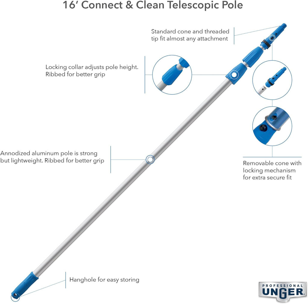 6 - 16 Foot Telescoping Extension Multi-Purpose Pole with Removable Cone F687546