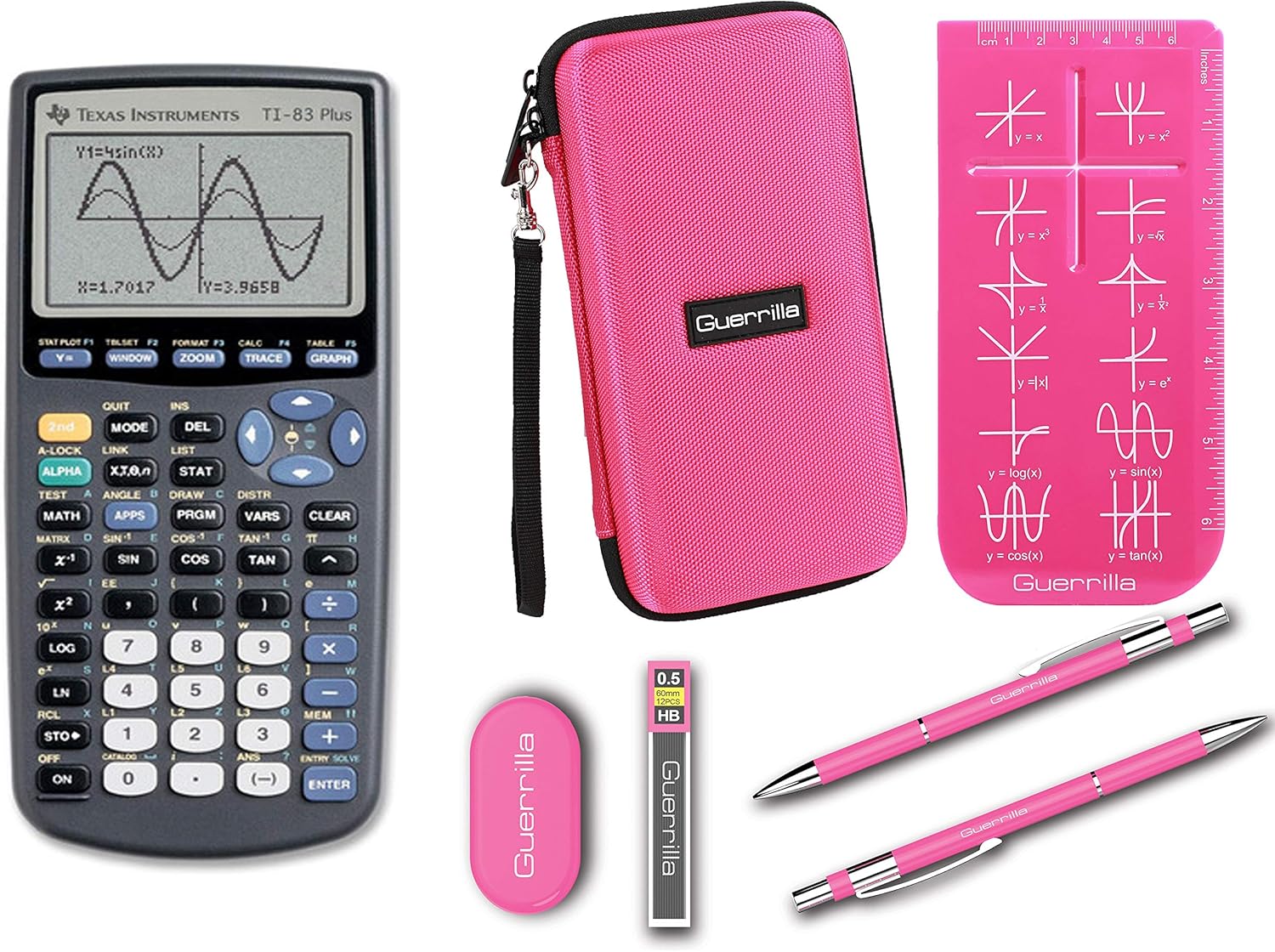 Pink Graphing Calculator with Zipper Case and Accessory Kit W4129
