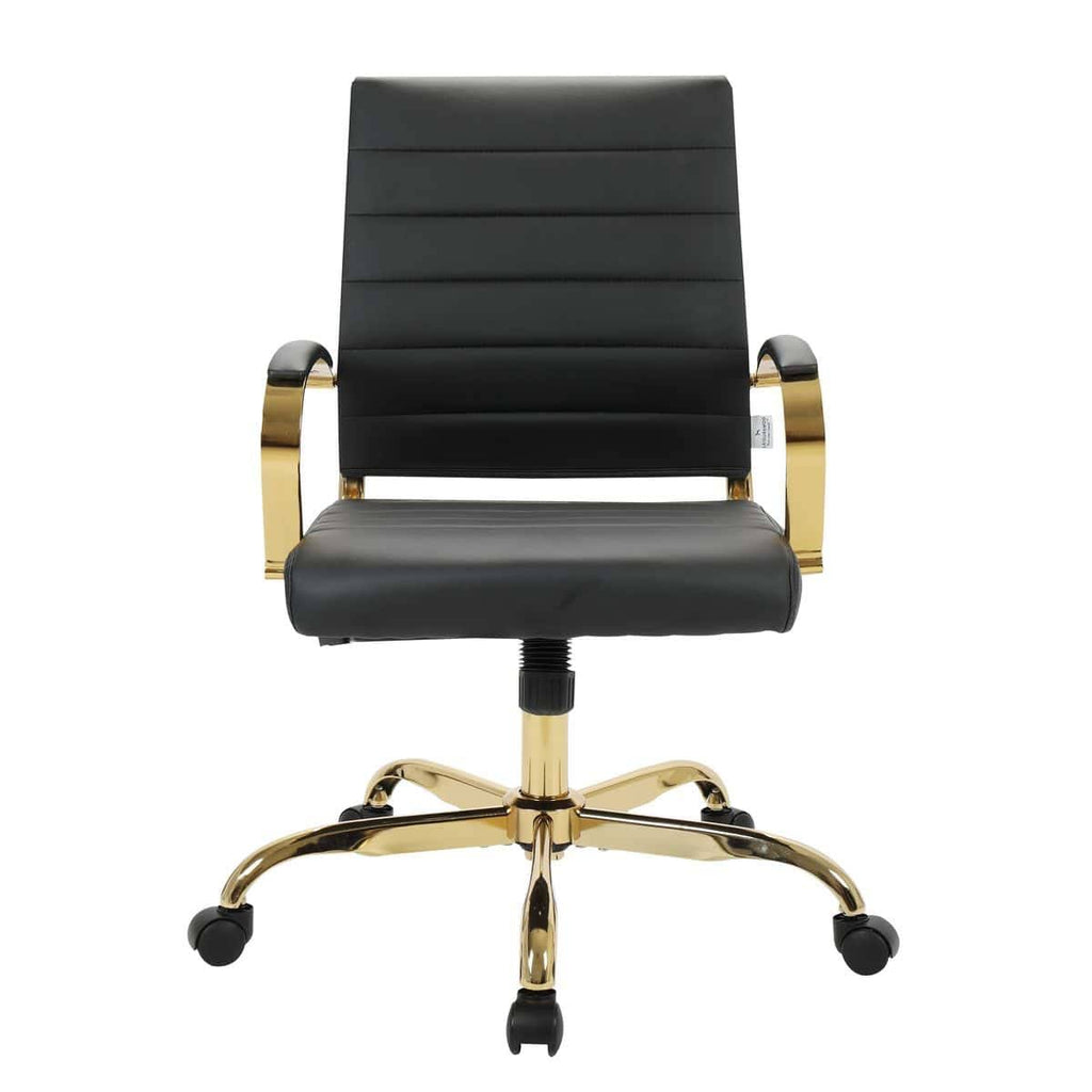 Black Leather Office Chair with Gold Frame N5146