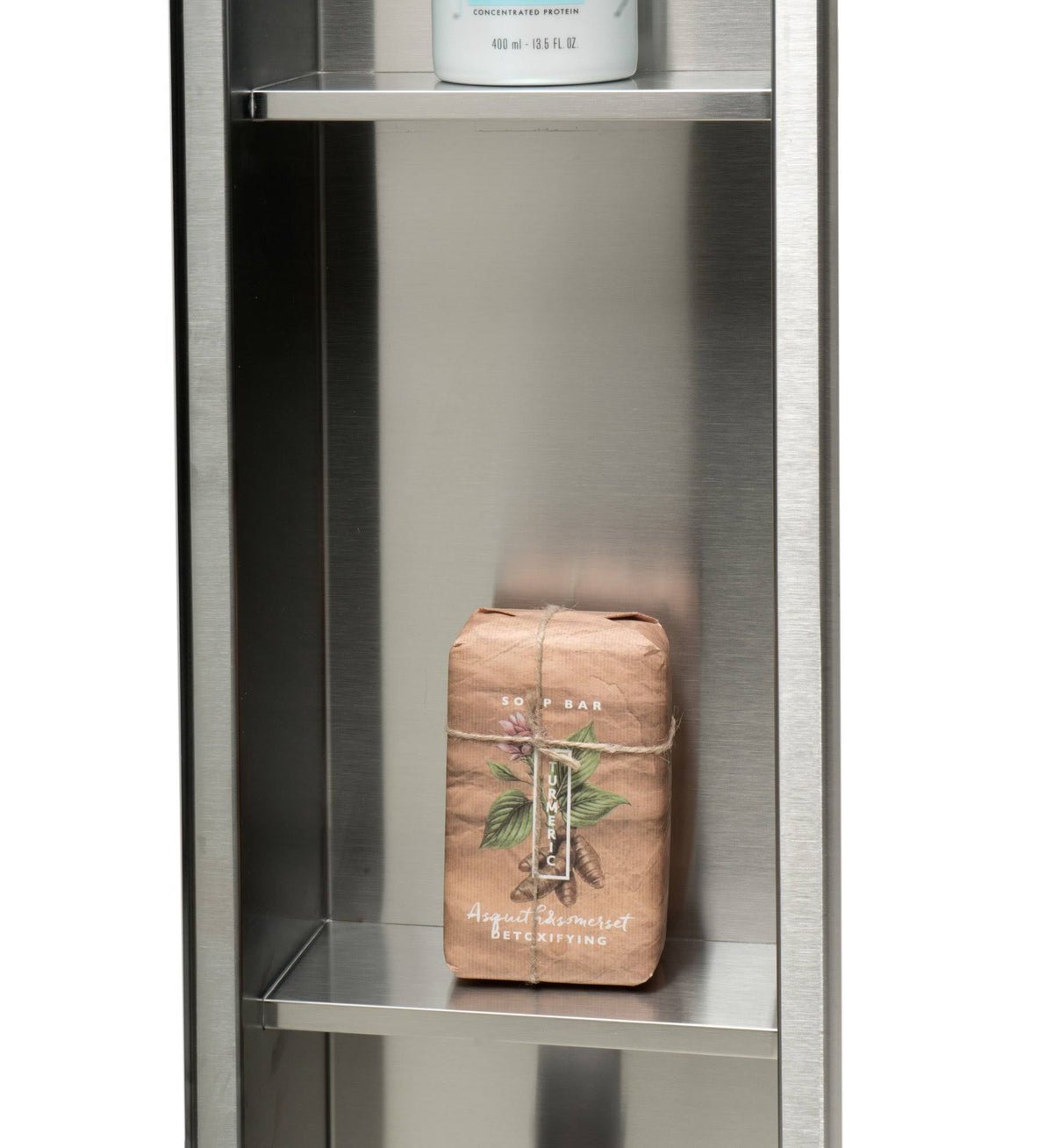 Brushed Stainless Steel 8 x 36 Vertical Triple Shelf Bath Shower Niche G993