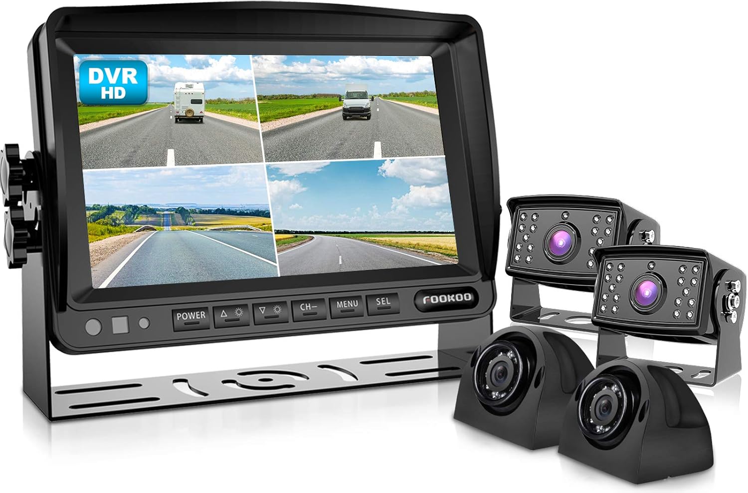 1080P Wired Backup Camera System Kit with 10 HD Triple Split Screen Monitor Q110759