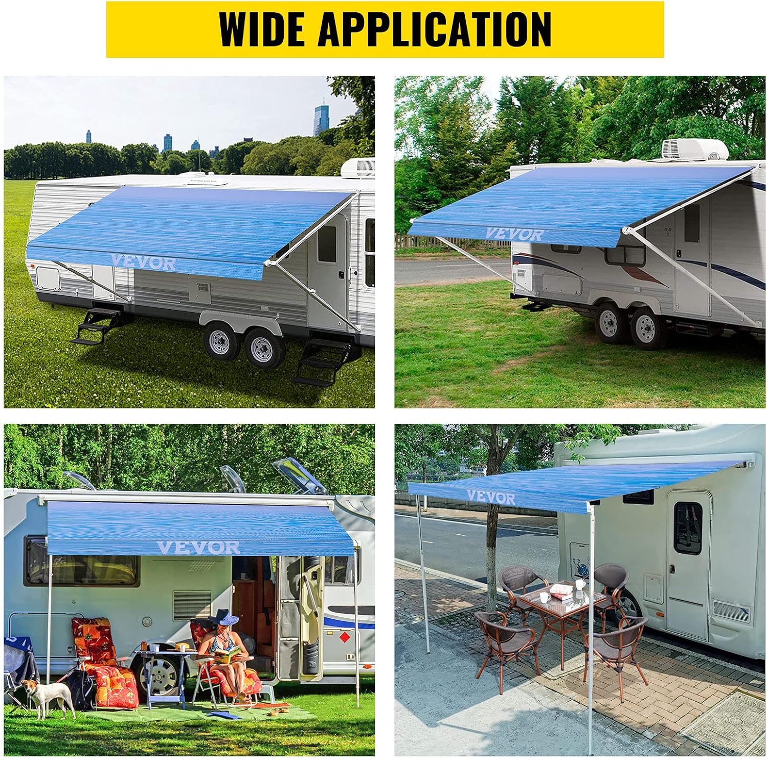 18' Ocean Blue Vinyl RV Awning Fabric Replacement X174398
