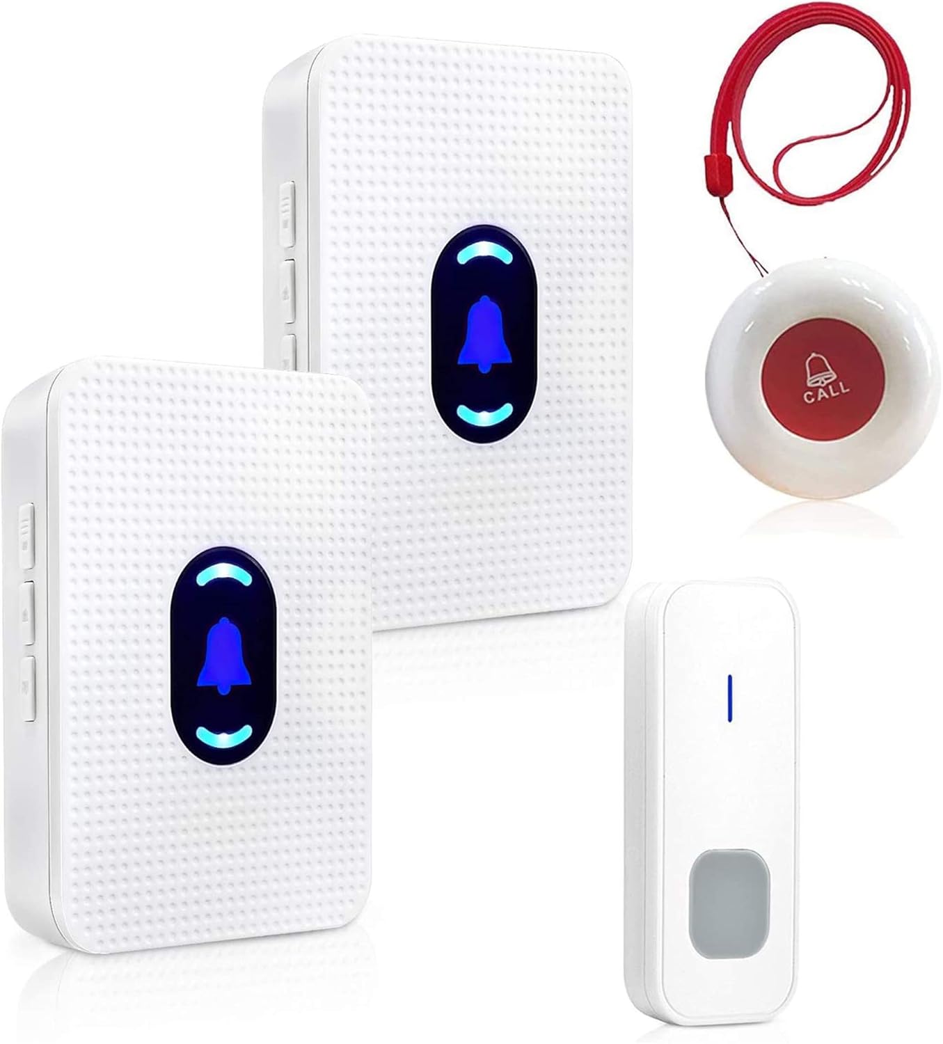Elderly Call Button with 2 Receivers & 1 Waterproof Transmitters & 1 Doorbell C7260
