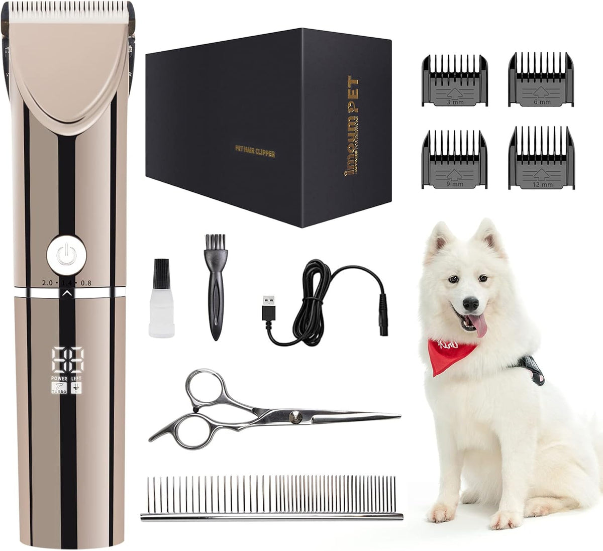 Cordless Dog Clippers for Grooming Pet Hair Trimmer, Rechargeable Electric Shaver, Pack of 2 E742