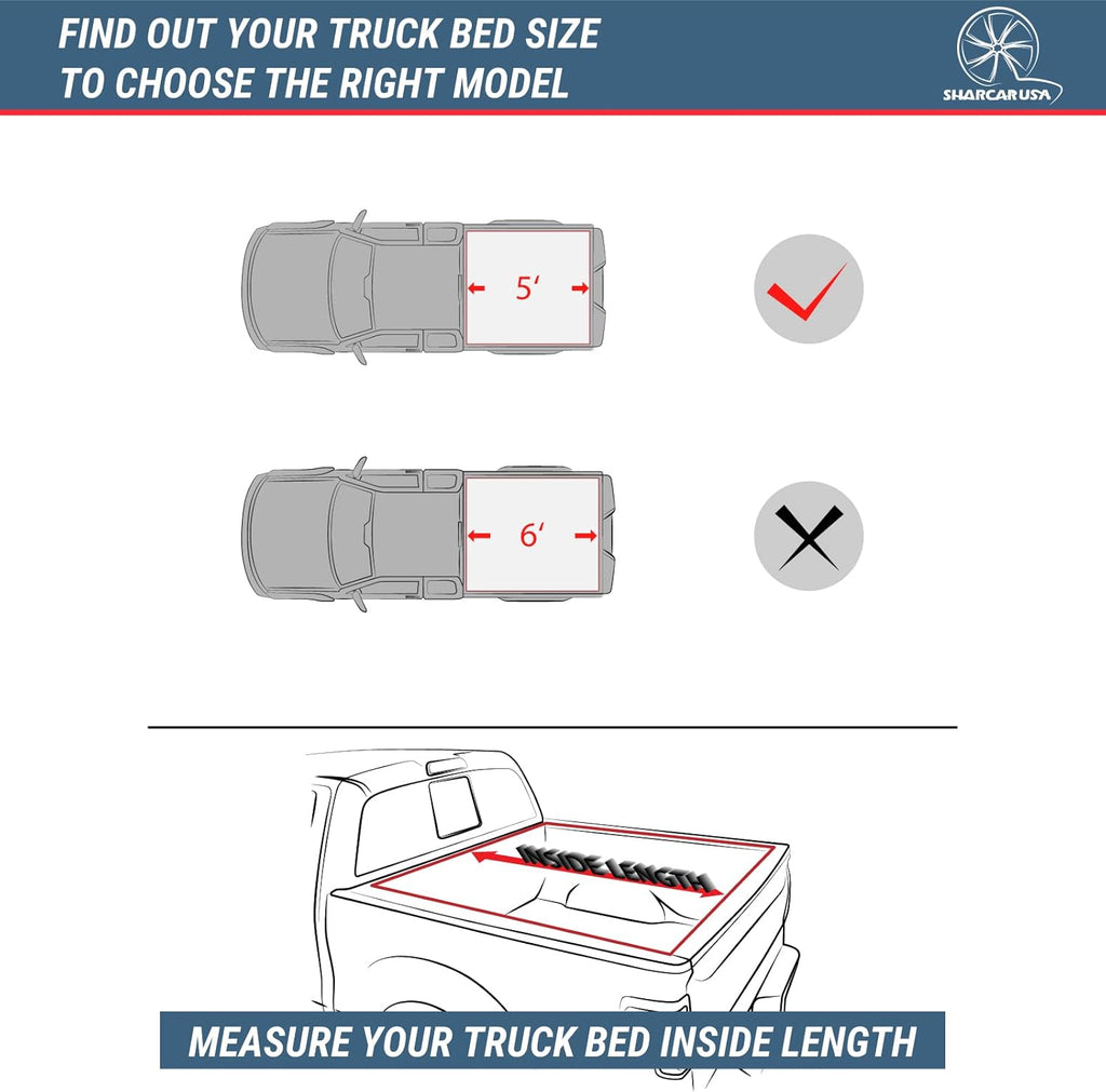 Black Hard Tri-Fold Truck Bed Tonneau Cover for Ford Ranger 5' Bed Z6650