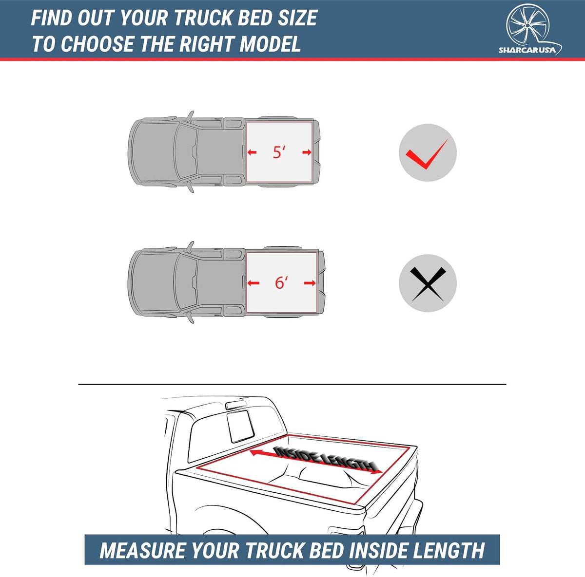 Black Hard Tri-Fold Truck Bed Tonneau Cover for Ford Ranger 5' Bed Z6650