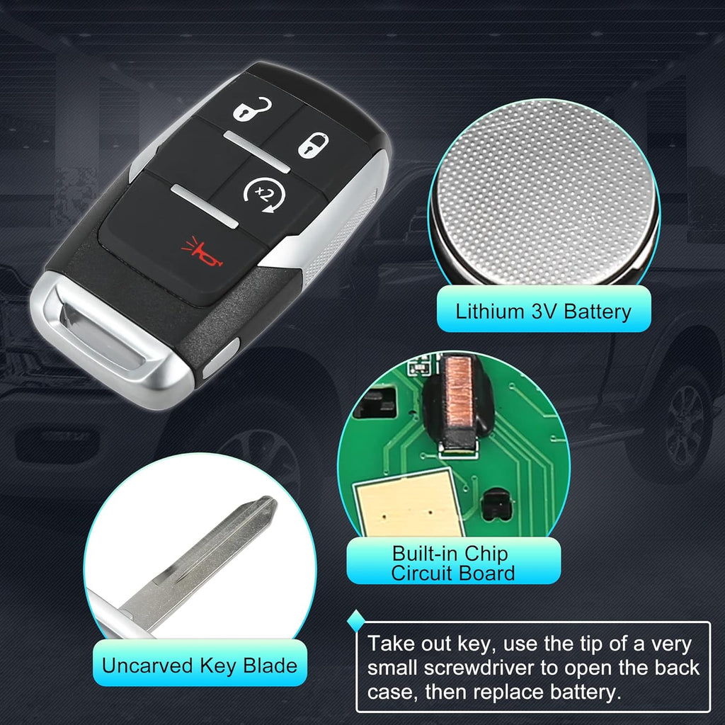 Replacement Keyless Entry Remote Car Key Fob 4 Buttons with Door Key A484882